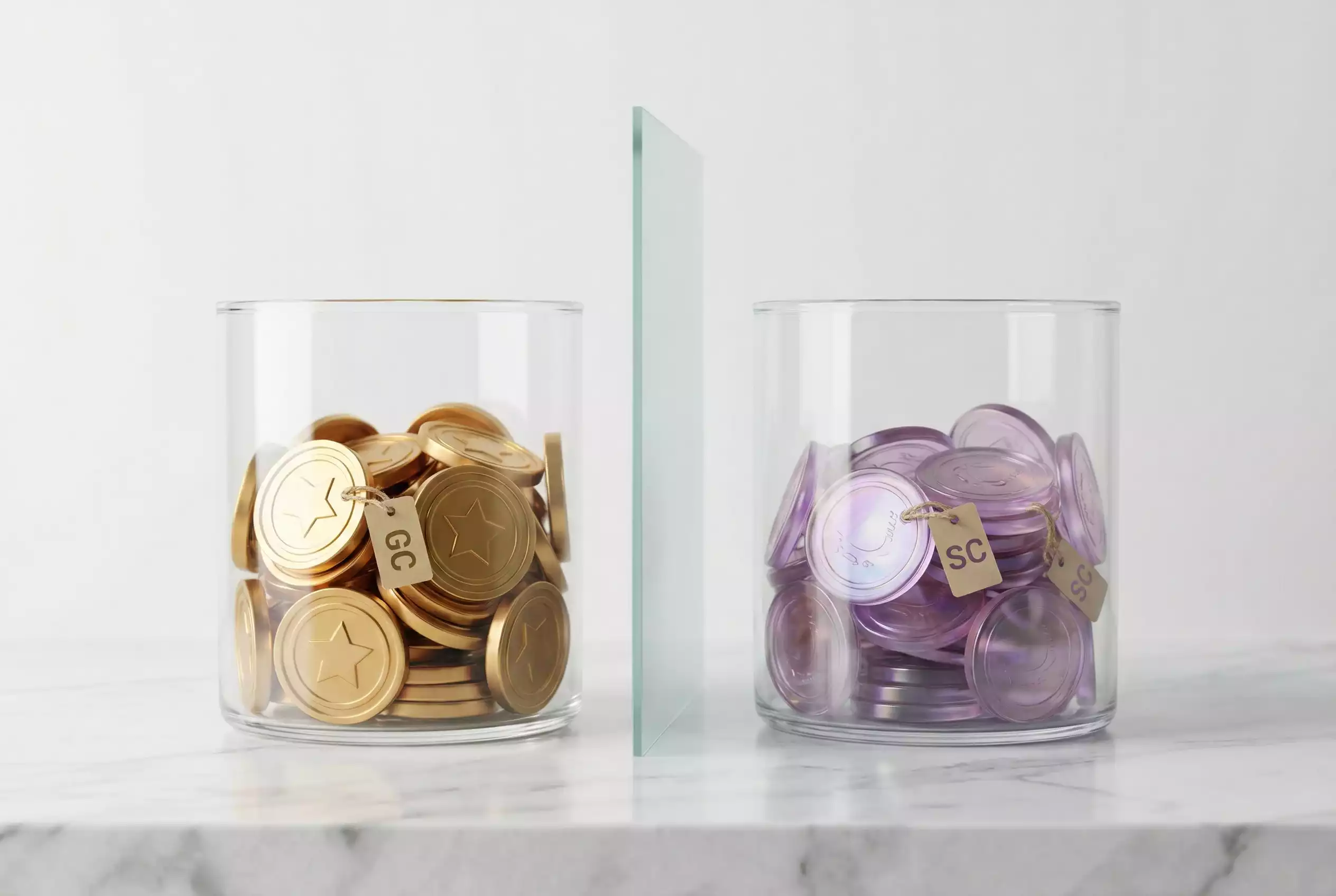 Dual currency system showing Gold Coins and Sweeps Coins separation in sweepstakes casino interface