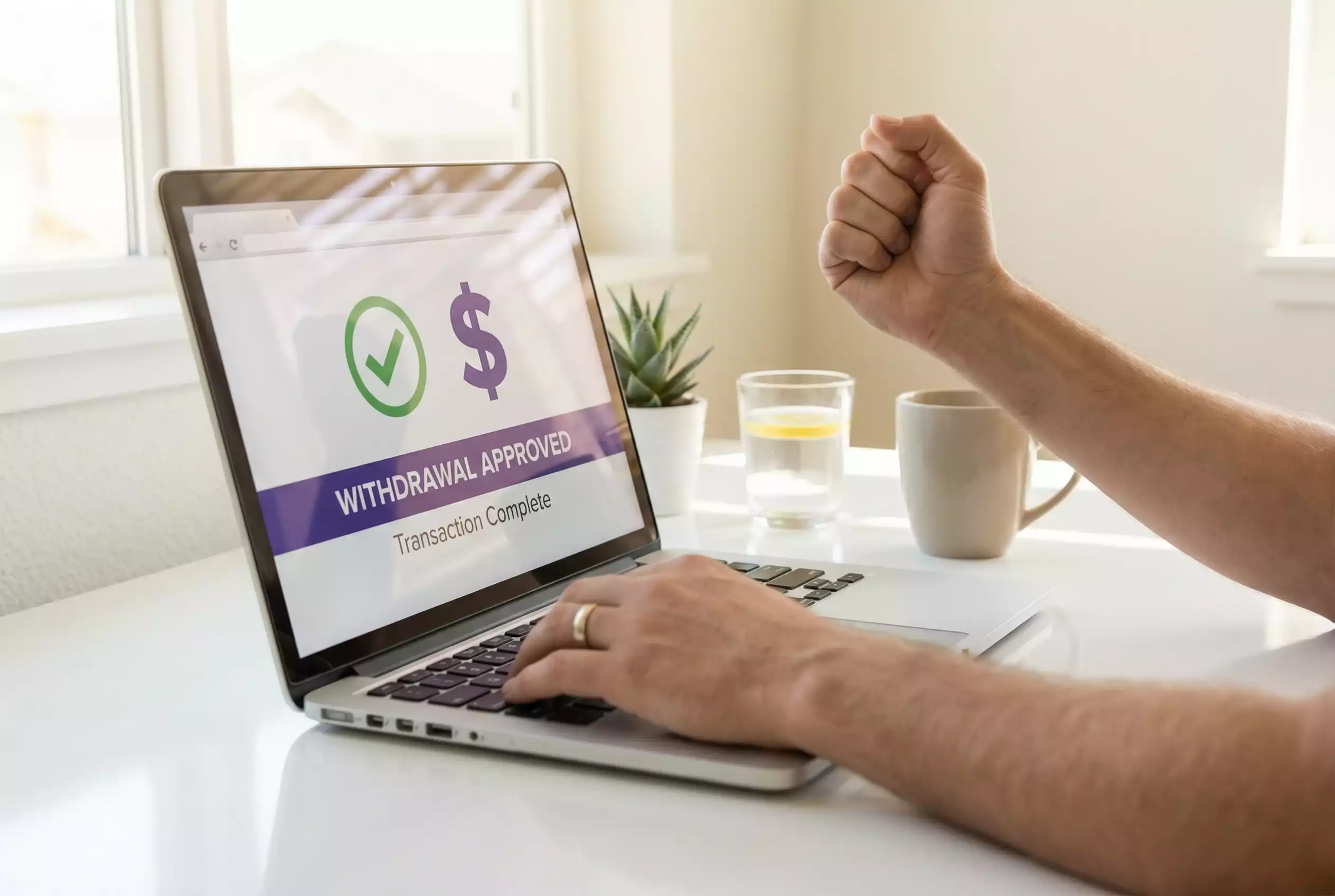 Sweeps Coins redemption process showing SC to cash conversion and bank withdrawal confirmation